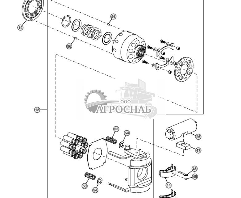 Блок цилиндра насоса, наклонная пластина и поршни HFWD - ST3194 36.jpg